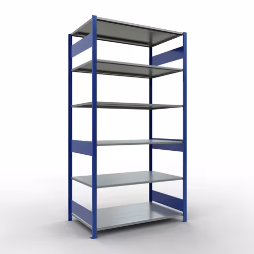 Basisplank, legbord, insteeksysteem MULTIplus150, 2500 x 1300 x 800 mm, 6 legborden, lengtestangen, RAL 5010 gentiaanblauw/verzinkt van Schulte Lagertechnik met artikelnr. 12781-130-LR-B