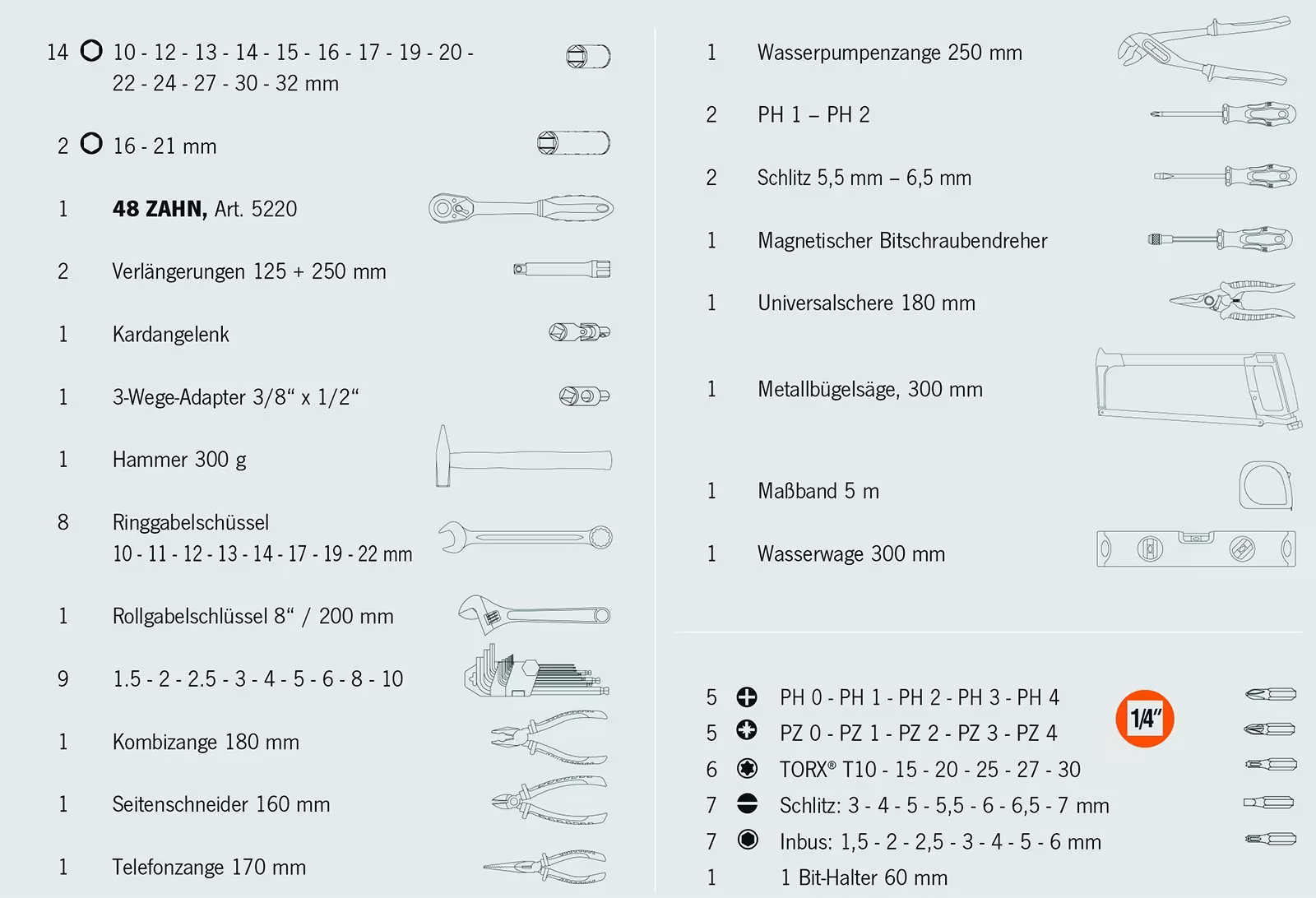 proficraft gereedschapskoffer UNIVERSAL metrisch 12,5 van het merk PROJAHN uit de categorie dopsleutelsets & losse onderdelen