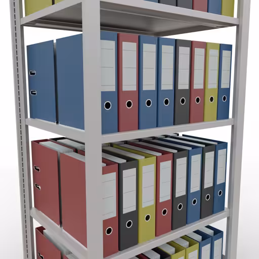 Productafbeelding nr. 13 van het artikel basisplank, kantoorplank, insteeksysteem MULTIplus150, 1800 x 750 x 600 mm, 5 planken, lengtestangen, zonder middenaanslag, lichtgrijs Figuur nr. 13 van het artikel basisplank, kantoorplank MULTIplus150 insteeksysteem, 1800 x 750 x 600 mm, 5 planken, zonder middenaanslag, lichtgrijs uit de productgroep kantoorplanken van het merk Schulte Lagertechnik.