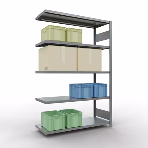 Figuur nr. 9 van het artikel aanbouwrekken, legbordstellingen, insteeksysteem MULTIplus250, 2000 x 1300 x 500 mm, 5 legborden, verzinkt uit de productgroep insteeksysteem van het merk Schulte Lagertechnik.