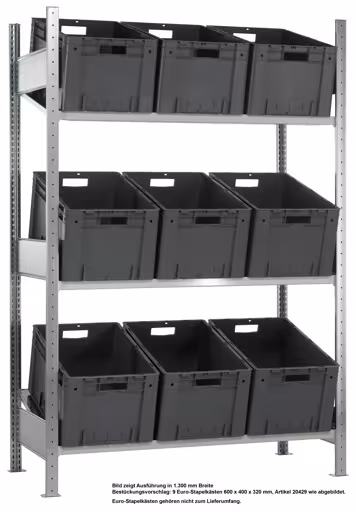 Basisplank, schuine vloerplank MULTIplus150, 2000 x 1300 x 600 mm, verzinkt/RAL 7035 lichtgrijs, 3 planken van Schulte Lagertechnik uit het assortiment schappenplanken