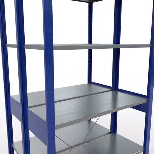 Basisplank, dubbele plank, stellingsysteem MULTIplus150, 2500 x 1000 x (2x400) mm (HxBxD), 2x6 planken, kruisschoor, RAL 5010 gentiaanblauw met de GTIN 4004514293756 Basisplank, dubbele plank, plankinsteeksysteem MULTIplus150, 2500 x 1000 x (2x400) mm, 2x6 planken, RAL 5010 gentiaanblauw van Schulte Lagertechnik met het artikelnr. 32741-B