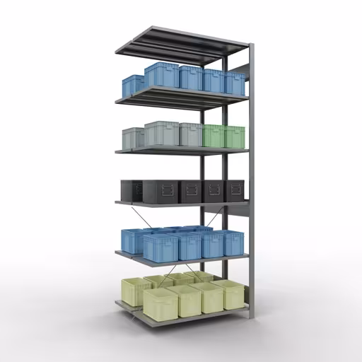 Afbeelding nr. 13 van het artikel aanbouwplank, dubbele plank, stellingsysteem MULTIplus150, 2500 x 1000 x (2x400) mm, 2x6 planken, kruisschoor, verzinkt uit de productgroep stellingrekken van Schulte Lagertechnik