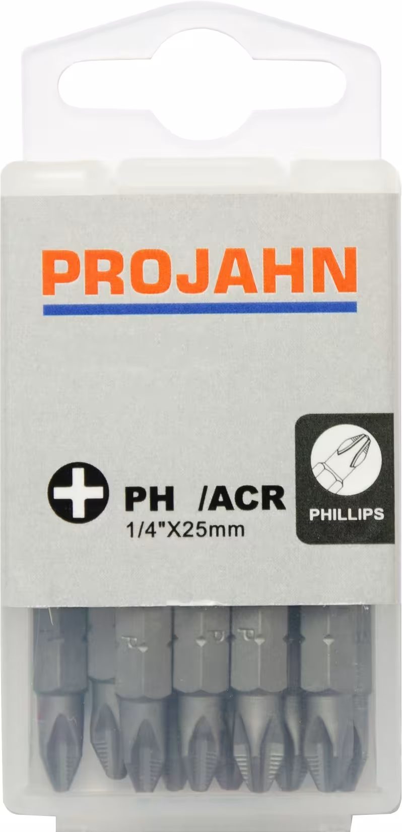 Productgroep bit voor kruiskopschroeven PH 6,3 ACR-profiel 1/4" ACR bit L25 mm Phillips nr. 2 pakje van 10 van het merk PROJAHN uit de categorie machine accessoires