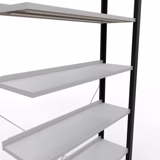Figuur nr. 12 van het artikel aanbouwrekken, kantoorrekken, insteeksysteem MULTIplus85, 2300 x 1000 x 300 mm, 7 planken, kruisschoor, met aanslaglijst, zwart/lichtgrijs uit de productgroep kantoorrekken van Schulte Lagertechnik.