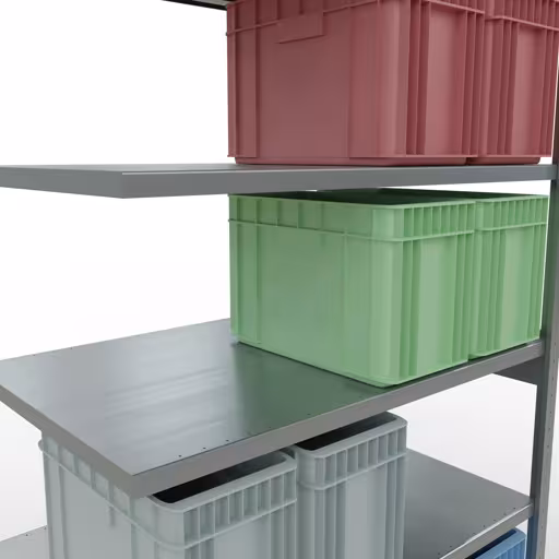 Afbeelding nr. 13 van het artikel aanbouwrekken, legbordstellingen, insteeksysteem MULTIplus250, 2500 x 1300 x 800 mm, 6 legborden, lengtestangen, verzinkt uit de productgroep insteeksysteem van Schulte Lagertechnik