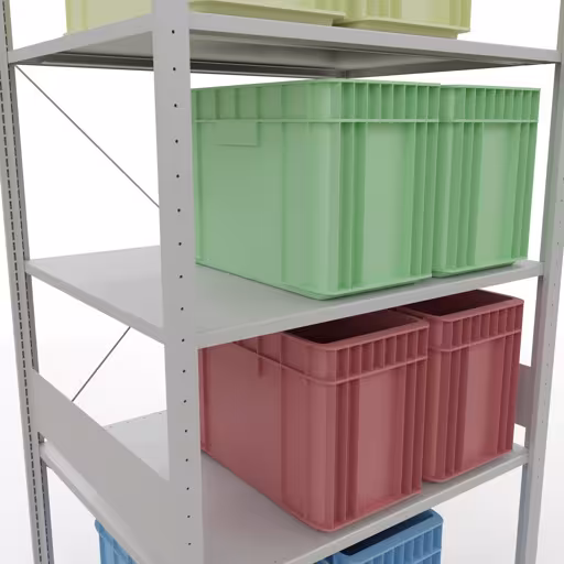 Productafbeelding nr. 12 van het artikel basisplank, legbord, insteeksysteem MULTIplus150, 3000 x 1000 x 800 mm (HxBxD), 7 legborden, kruisschoor, RAL 7035 lichtgrijs Figuur nr. 12 van het artikel basisplank, legbord, insteeksysteem MULTIplus150, 3000 x 1000 x 800 mm, 7 legborden, kruisschoor, RAL 7035 lichtgrijs uit de productgroep insteeksysteem van Schulte Lagertechnik.