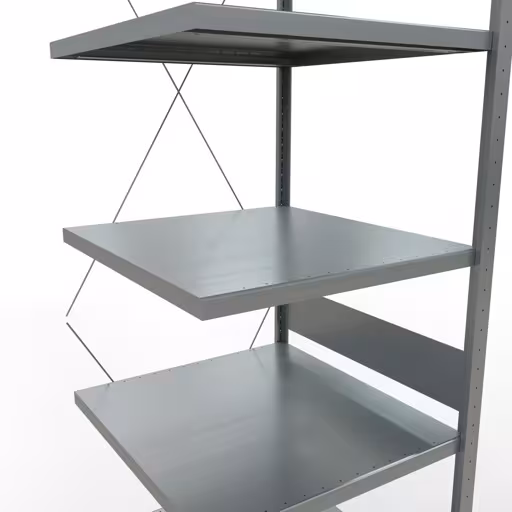 Figuur nr. 13 van het artikel aanbouwrekken, legbordstellingen, insteeksysteem MULTIplus250, 3000 x 750 x 800 mm, 7 legborden, kruisschoor, verzinkt uit de productgroep insteeksysteem van Schulte Lagertechnik.