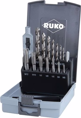 Tapset type B, circa 4-5 schroefdraadgangen met afgeschuinde aanloop, metrisch HSS RUKO uit de tapcategorie met onderdeelnummer 8000421314