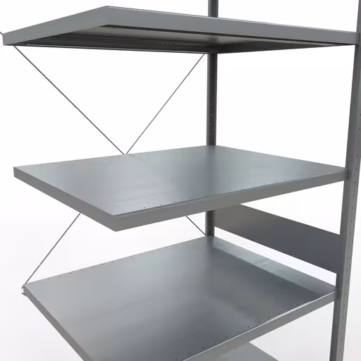 Productafbeelding nr. 11 van het artikel Aanbouwrekken, legbordstellingen, insteeksysteem MULTIplus330, 3000 x 1000 x 800 mm, 7 legborden, kruisschoor, verzinkt Afbeelding nr. 11 van het artikel aanbouwrekken, legbordstellingen, insteeksysteem MULTIplus330, 3000 x 1000 x 800 mm, 7 legborden, kruisschoor, verzinkt uit de productgroep insteeksysteem van Schulte Lagertechnik