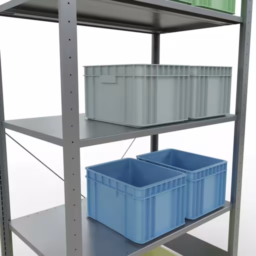 Andere weergave van het artikel Basisplank, legbord, insteeksysteem MULTIplus150, 2000 x 1000 x 600 mm (HxBxD), 5 legborden, kruisschoor, verzinkt - Expressline Andere weergave van het artikel basisplank, legbord, insteeksysteem MULTIplus150, 2000 x 1000 x 600 mm, 5 legborden, verzinkt - Expressline uit de categorie insteeksysteem