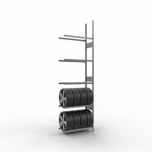 Figuur nr. 12 van het artikel aanbouwrek, wielen-/bandenrek, 3500 x 1000 x 400 mm, verzinkt, 5 opslagniveaus met 150 kg vakbelasting per niveau uit de productgroep legbordstellingen van Schulte Lagertechnik