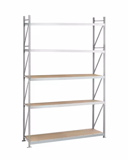 Basisplank, breedvakplank WS 3000 met spaanplaat, 3000 x 2500 x 1000 mm, verzinkt, 5 niveaus, vakbelasting 500 kg, vakbelasting 2.500 kg van Schulte Lagertechnik Basisplank, breedvakplank WS 3000 met spaanplaat, 3000 x 2500 x 1000 mm, verzinkt, 5 niveaus, vakbelasting 500 kg, vakbelasting 2.500 kg, WS3000 voor vakbelasting tot 500 kg, art.nr. 22128