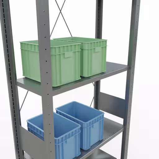 Basisplank, legbord, insteeksysteem MULTIplus150, 3000 x 750 x 300 mm (HxBxD), 7 legborden, kruisschoor, verzinkt met GTIN 4004514204882 Basisplank, legplank, insteeksysteem MULTIplus150, 3000 x 750 x 300 mm, 7 legborden, kruisschoor, verzinkt van Schulte Lagertechnik met het artikelnr. 12732-75