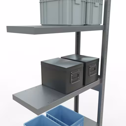 Aanbouwrekken, rekken, insteeksysteem MULTIplus250, 2500 x 750 x 300 mm, 6 legborden, lengtestangen, verzinkt van Schulte Lagertechnik uit het assortiment insteeksysteem