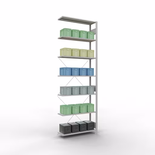 Afbeelding nr. 10 van het artikel aanbouwrekken, legbordstellingen, insteeksysteem MULTIplus85, 3000 x 1000 x 300 mm, 7 legborden, RAL 7035 lichtgrijs uit de productgroep insteeksysteem van Schulte Lagertechnik