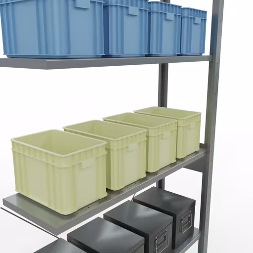 Aanbouwrek, stelling, insteeksysteem MULTIplus150, 2500 x 1000 x 300 mm, 6 legborden, verzinkt van het merk Schulte Lagertechnik uit het assortiment insteeksysteem