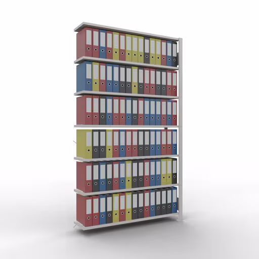 Productafbeelding nr. 13 van het artikel Aanbouwstelling, kantoorstelling, insteeksysteem MULTIplus85, 2300 x 1300 x 300 mm, 7 legborden, kruisschoor, zonder aanslaglijst, lichtgrijs Afbeelding nr. 13 van het artikel, kantoorreksysteem MULTIplus85, 2300 x 1300 x 300 mm, 7 planken, zonder aanslaglijst, lichtgrijs uit de productgroep kantoorrekken van Schulte Lagertechnik