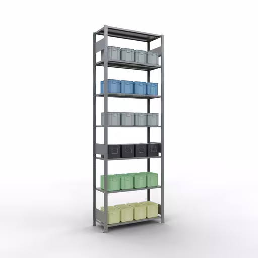 Basisplank, legplank, insteeksysteem MULTIplus150, 3000 x 1000 x 400 mm, 7 legborden, lengtestangen, verzinkt van Schulte Lagertechnik uit de categorie insteeksystemen