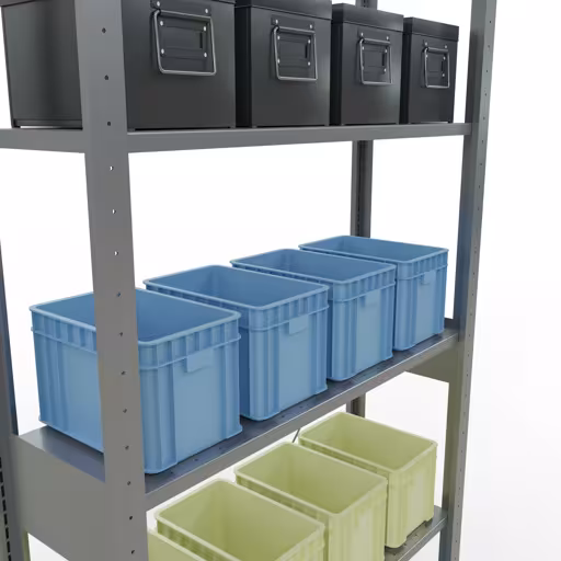 Basisplank, legbord, insteeksysteem MULTIplus85, 2500 x 1000 x 300 mm, 6 legborden, verzinkt van het merk Schulte Lagertechnik uit het assortiment insteeksysteem
