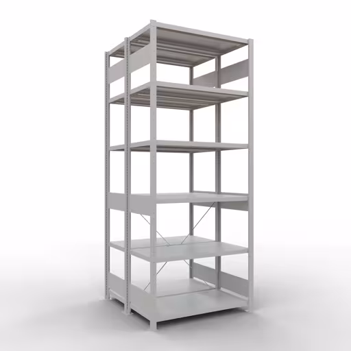 Andere weergave van het artikel Basisplank, dubbele plank, rekkensysteem MULTIplus250, 2500 x 1000 x (2x500) mm, 2x6 planken, kruisschoor, RAL 7035 lichtgrijs uit de categorie rekken