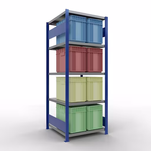 Figuur nr. 12 van het artikel basisrek, legbord, insteeksysteem MULTIplus250, 2000 x 750 x 800 mm, 5 legborden, lengtestangen, RAL 5010 gentiaanblauw/verzinkt/verzinkt uit de insteeksysteem productgroep van Schulte Lagertechnik.