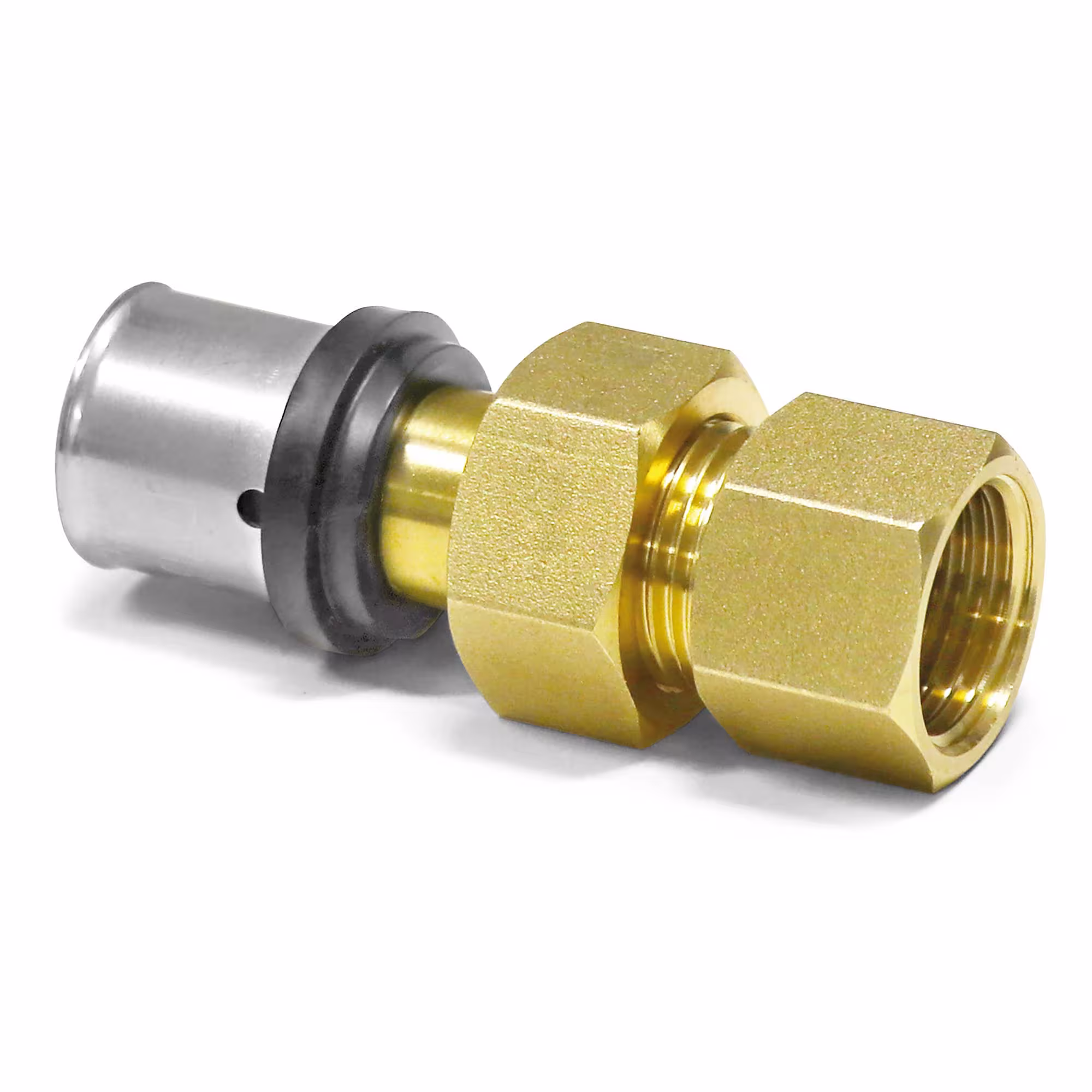 Pipetec persovergangsschroefverbinding 2-delig uit aluminium composietbuis 16 x 2 mm naar 1/2" binnendraad van Pipetec Persovergangsschroefverbinding met binnendraad, persfittingen, artikelnr. PFV1604IG