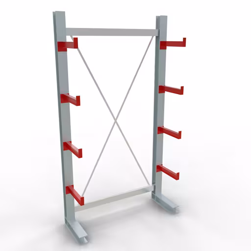 Afbeelding nr. 10 van het artikel K 3000 complete stelling, eenzijdig, 2500 x 1300 x 400 mm, RAL 7001 / RAL 3000, 5 opslagniveaus uit de productgroep draagarmstellingen van Schulte Lagertechnik