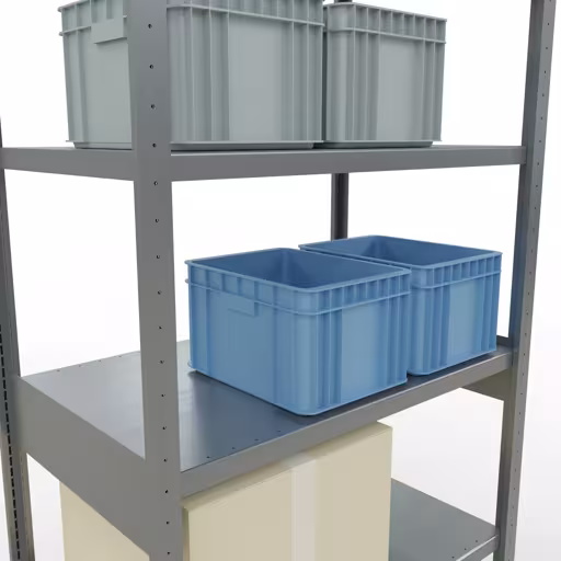 Figuur nr. 15 van het artikel basisrek, legbord, insteeksysteem MULTIplus330, 2500 x 1000 x 600 mm, 6 legborden, kruisschoor, verzinkt uit de insteeksysteem productgroep van Schulte Lagertechnik.