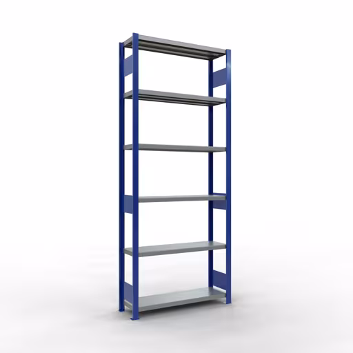 Figuur nr. 14 van het artikel basisrek, legbord, insteeksysteem MULTIplus330, 2500 x 1000 x 300 mm, 6 legborden, lengtestangen, RAL 5010 gentiaanblauw/verzinkt uit de insteeksysteem productgroep van Schulte Lagertechnik.