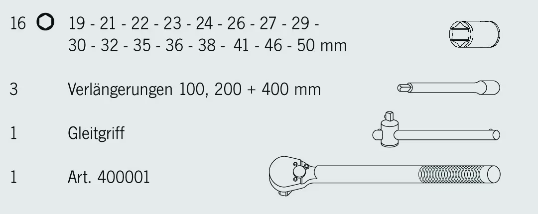 3/4" PROJAHN professionele dopsleutelkoffer 21-delig met GTIN 4000146036556 3/4" PROJAHN professionele dopsleutelkoffer 21-delig van PROJAHN met artikelnummer 3903402