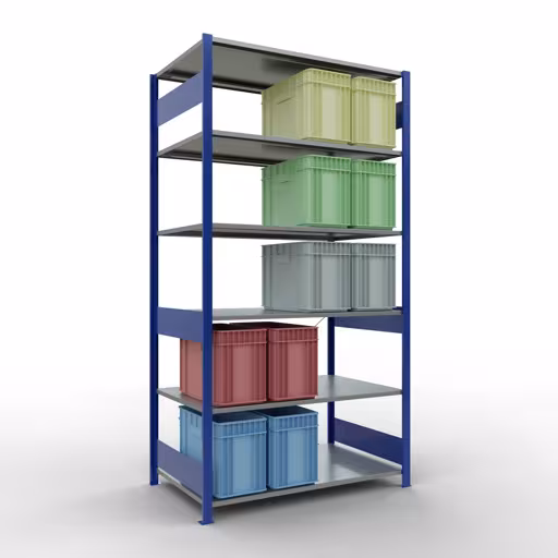 Productafbeelding nr. 13 van het artikel basisplank, legbord, insteeksysteem MULTIplus150, 2500 x 1300 x 800 mm, 6 legborden, RAL 5010 gentiaanblauw/verzinkt uit het insteeksysteem-assortiment van Schulte Lagertechnik