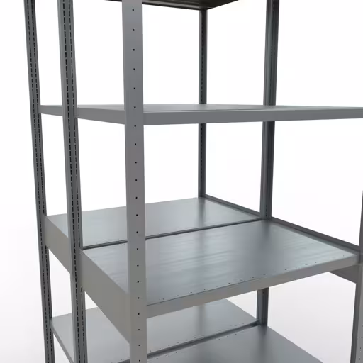 Basisplank, dubbele plank, legplank-insteeksysteem MULTIplus250, 3000 x 1000 x (2x600) mm, 2x7 legborden, lengtestangen, verzinkt van Schulte Lagertechnik met het artikelnr. 17962