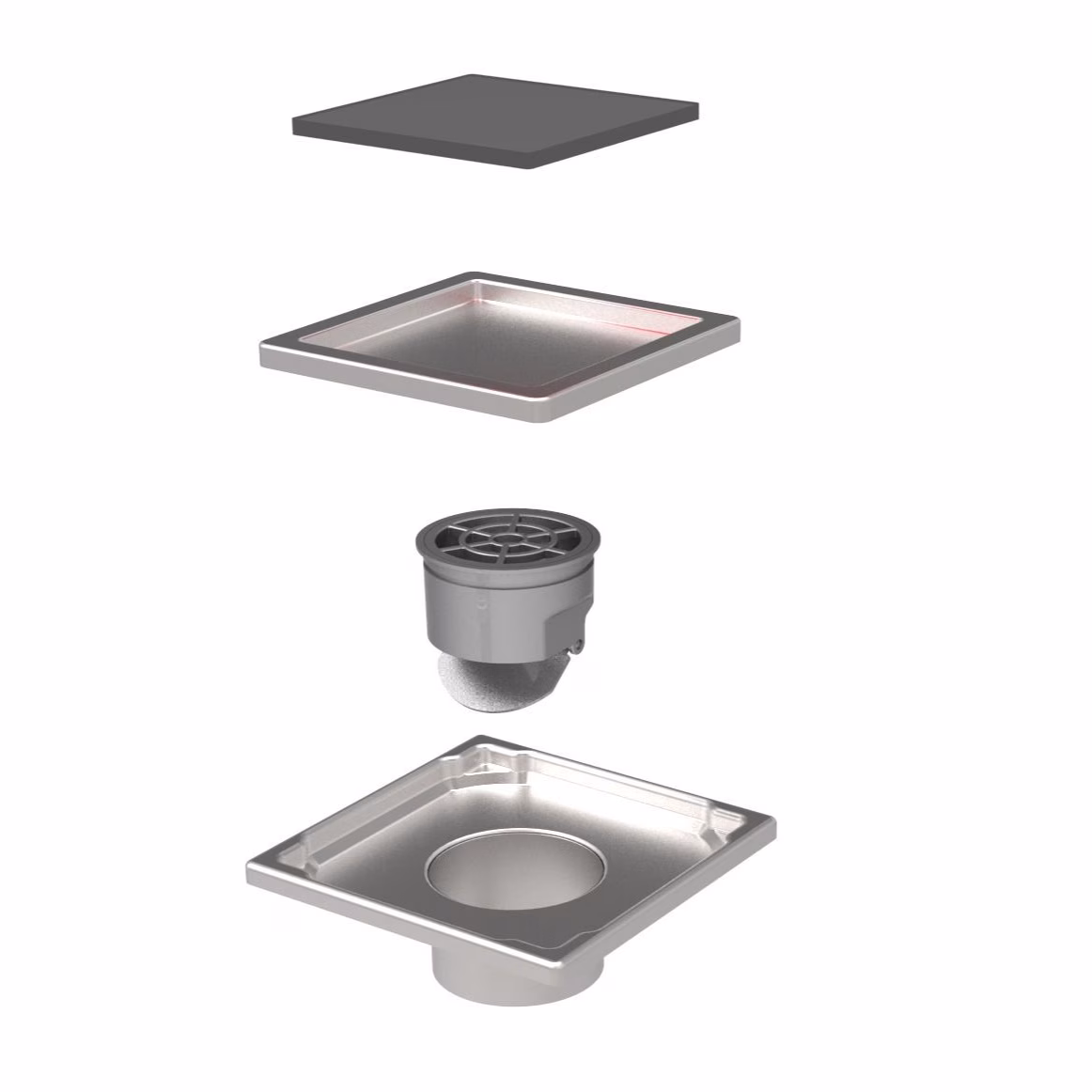 Mert vlakke vloerafvoer met deksel van gehard glas antraciet