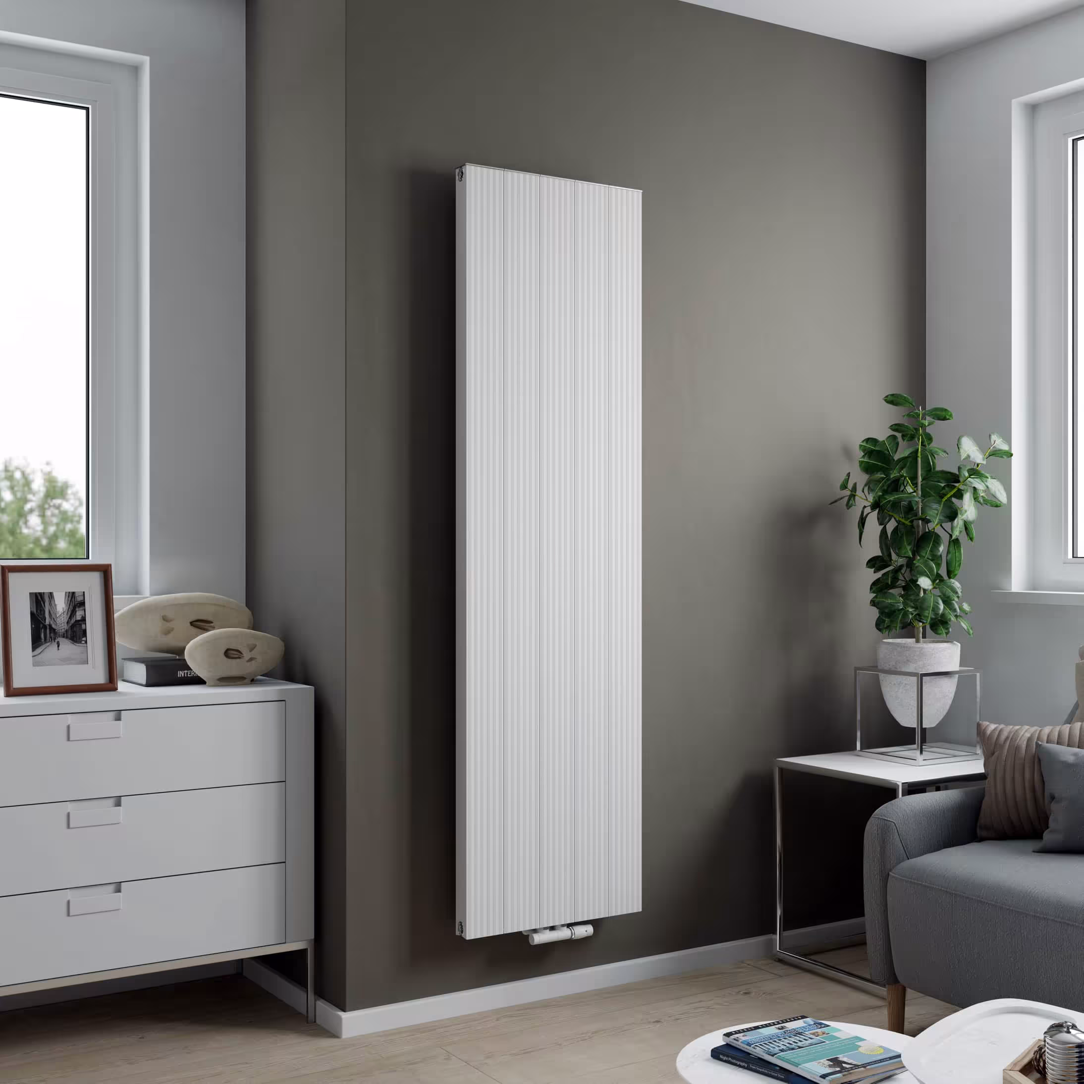 Aluminium radiator Valeo 1800 mm x 500 mm 1233 watt middenaansluiting wit van Ximax Ximax aluminium radiator Valeo middenaansluiting wit, aluminium radiator, art.nr. 11641