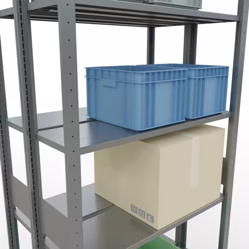 Productafbeelding nr. 14 van het artikel Basisplank, dubbele plank, rekkensysteem MULTIplus150, 3000 x 1000 x (2x300) mm (HxBxD), 2x7 planken, lengtestangen, verzinkt Afbeelding nr. 14 van het artikel basisplank, dubbele plank, legplank-insteeksysteem MULTIplus150, 3000 x 1000 x (2x300) mm, 2x7 legborden, lengtestangen, verzinkt uit de productgroep legborden van Schulte Lagertechnik