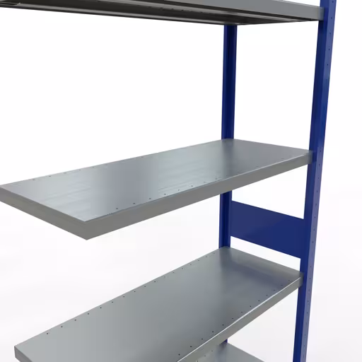 Aanbouwrekken, rekken, insteeksysteem MULTIplus330, 3000 x 1000 x 400 mm, 7 legborden, lengtestangen, RAL 5010 gentiaanblauw/verzinkt van Schulte Lagertechnik uit het assortiment insteeksysteem