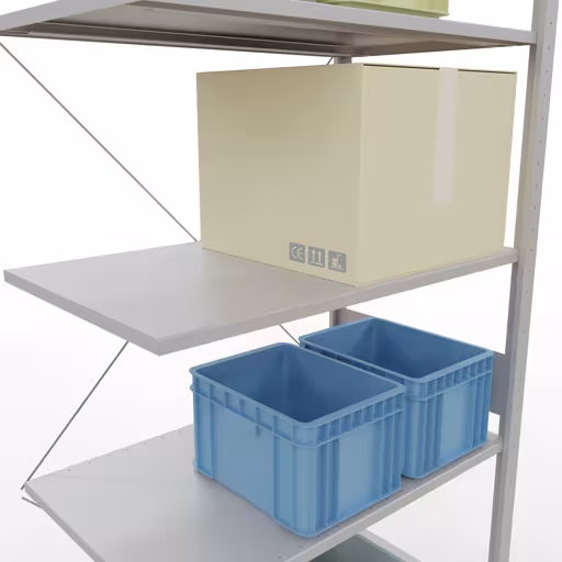 Aanbouwrekken, rekken, insteeksysteem MULTIplus150, 3000 x 1000 x 600 mm, 7 legborden, kruisschoor, RAL 7035 lichtgrijs van Schulte Lagertechnik uit het assortiment insteeksysteem