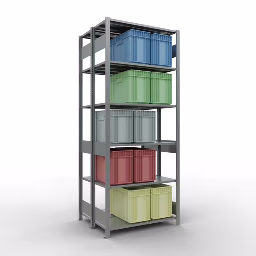 Afbeelding nr. 14 van het artikel basisrek, dubbel legbord, legbordinsteeksysteem MULTIplus150, 2500 x 1000 x (2x400) mm, 2x6 legborden, lengtestangen, verzinkt uit de productgroep legbordstellingen van Schulte Lagertechnik