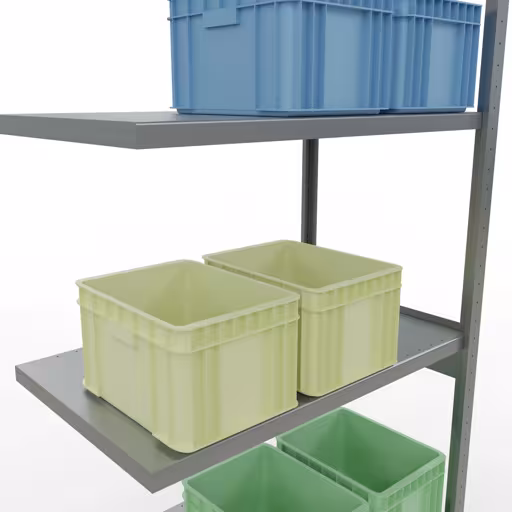Afbeelding nr. 13 van het artikel aanbouwrekken, legbordstellingen, insteeksysteem MULTIplus250, 3000 x 1000 x 600 mm, 7 legborden, lengtestangen, verzinkt uit de productgroep insteeksysteem van Schulte Lagertechnik