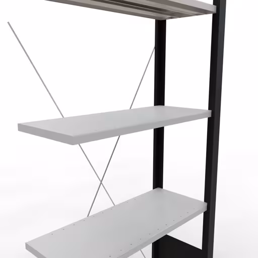 Figuur nr. 15 van het artikel aanbouwrekken, kantoorrekken, insteeksysteem MULTIplus85, 1800 x 750 x 300 mm, 5 planken, kruisschoor, zonder aanslaglijst, zwart/lichtgrijs uit de productgroep kantoorrekken van Schulte Lagertechnik.