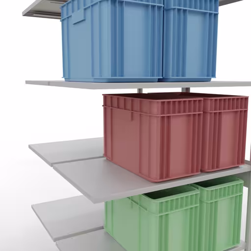 Productafbeelding nr. 12 van het artikel aanbouwstelling, dubbele stelling, stellingstelling, insteeksysteem MULTIplus150, 2500 x 1000 x (2x600) mm, 2x6 planken, RAL 7035 lichtgrijs uit het stellingstelling-assortiment van Schulte Lagertechnik