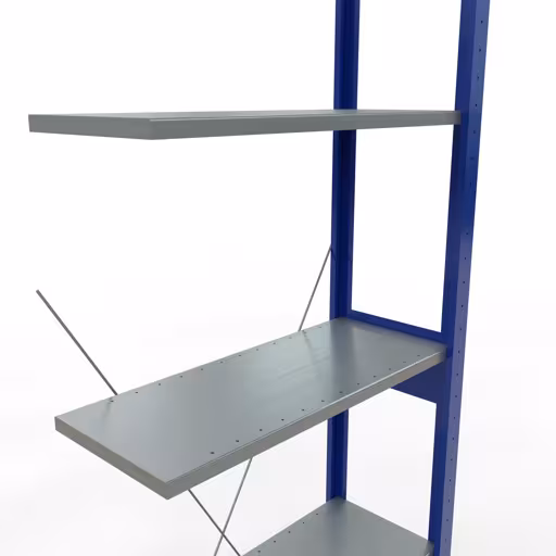 Aanbouwrekken, rekken, insteeksysteem MULTIplus150, 2500 x 750 x 300 mm (HxBxD), 6 legborden, kruisschoor, RAL 5010 gentiaanblauw/verzinkt/verzinkt uit de categorie aanbouwrekken met GTIN 4004514279774 Aanbouwrekken, rekken, insteeksysteem MULTIplus150, 2500 x 750 x 300 mm, 6 legborden, kruisschoor, RAL 5010 gentiaanblauw/verzinkt/verzinkt van Schulte Lagertechnik uit het assortiment insteeksysteem