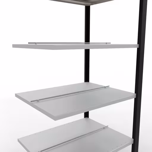 Aanbouwrekken, kantoorrekken, insteeksysteem MULTIplus150, 2000 x 750 x 600 mm, 6 planken, lengtestangen, met middenaanslag, zwart/lichtgrijs van Schulte Lagertechnik uit de categorie kantoorrekken