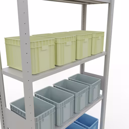 Productafbeelding nr. 15 van het artikel basisplank, legbord, insteeksysteem MULTIplus150, 3000 x 1000 x 300 mm, 7 legborden, RAL 7035 lichtgrijs uit het insteeksysteem-assortiment van Schulte Lagertechnik