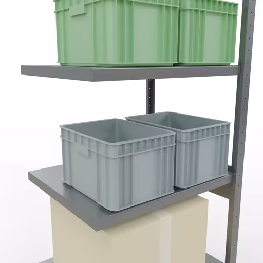 Figuur nr. 13 van het artikel aanbouwrekken, legbordstellingen, insteeksysteem MULTIplus250, 2500 x 750 x 600 mm, 6 legborden, lengtestangen, verzinkt uit de insteeksysteem productgroep van Schulte Lagertechnik.