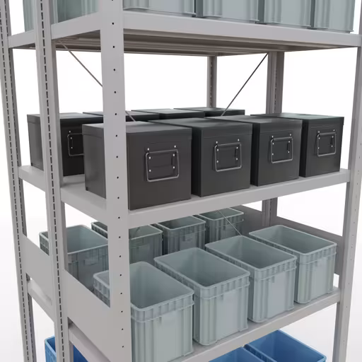Basisplank, dubbele plank, plankinsteeksysteem MULTIplus250, 3000 x 1000 x (2x400) mm, 2x7 planken, kruisschoor, RAL 7035 lichtgrijs van Schulte Lagertechnik met het artikelnr. 32142-G