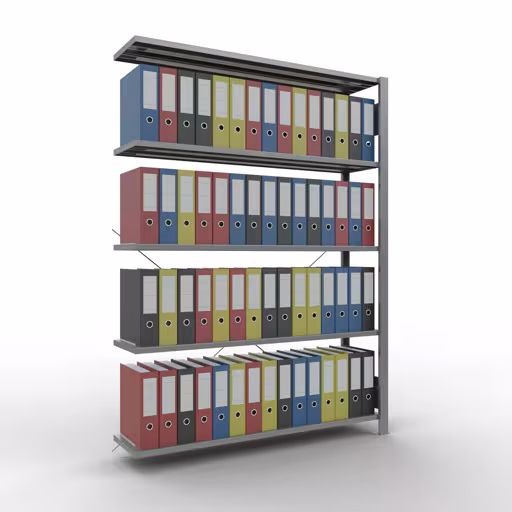 Productafbeelding nr. 11 van het artikel Aanbouwstelling, kantoorstelling, insteeksysteem MULTIplus85, 1800 x 1300 x 300 mm, 5 legborden, dwarsschoor, verzinkt, zonder aanslaglijst Afbeelding nr. 11 van het artikel, kantoorrekken, insteeksysteem MULTIplus85, 1800 x 1300 x 300 mm, 5 legborden, verzinkt, zonder aanslaglijst uit de productgroep kantoorrekken van Schulte Lagertechnik