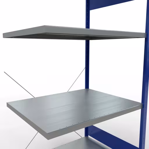 Afbeelding nr. 13 van het artikel aanbouwrekken, legbordstellingen, insteeksysteem MULTIplus330, 2000 x 1000 x 800 mm, 5 legborden, kruisschoor, RAL 5010 gentiaanblauw/verzinkt uit de productgroep insteeksysteem van Schulte Lagertechnik.