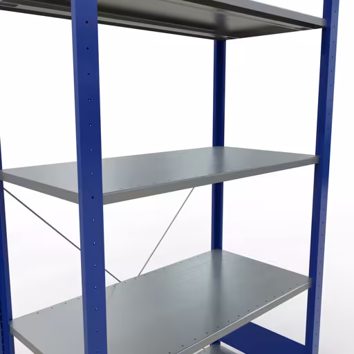 Extra afbeelding van het artikel Basisplank, legbord, insteeksysteem MULTIplus150, 2000 x 1000 x 500 mm (HxBxD), 5 legborden, kruisschoor, RAL 5010/verzinkt Extra afbeelding van het artikel basisplank, legplank, insteeksysteem MULTIplus150, 2000 x 1000 x 500 mm, 5 legborden, RAL 5010/verzinkt vanaf basisplank